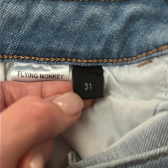 Flying Monkey Blue Ankle Cropped denim Jeans Distressed - Picture 6 of 9